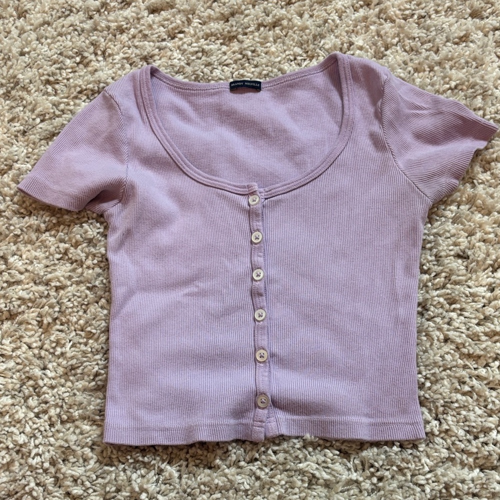 Brandy Melville Lilac Ribbed Tee